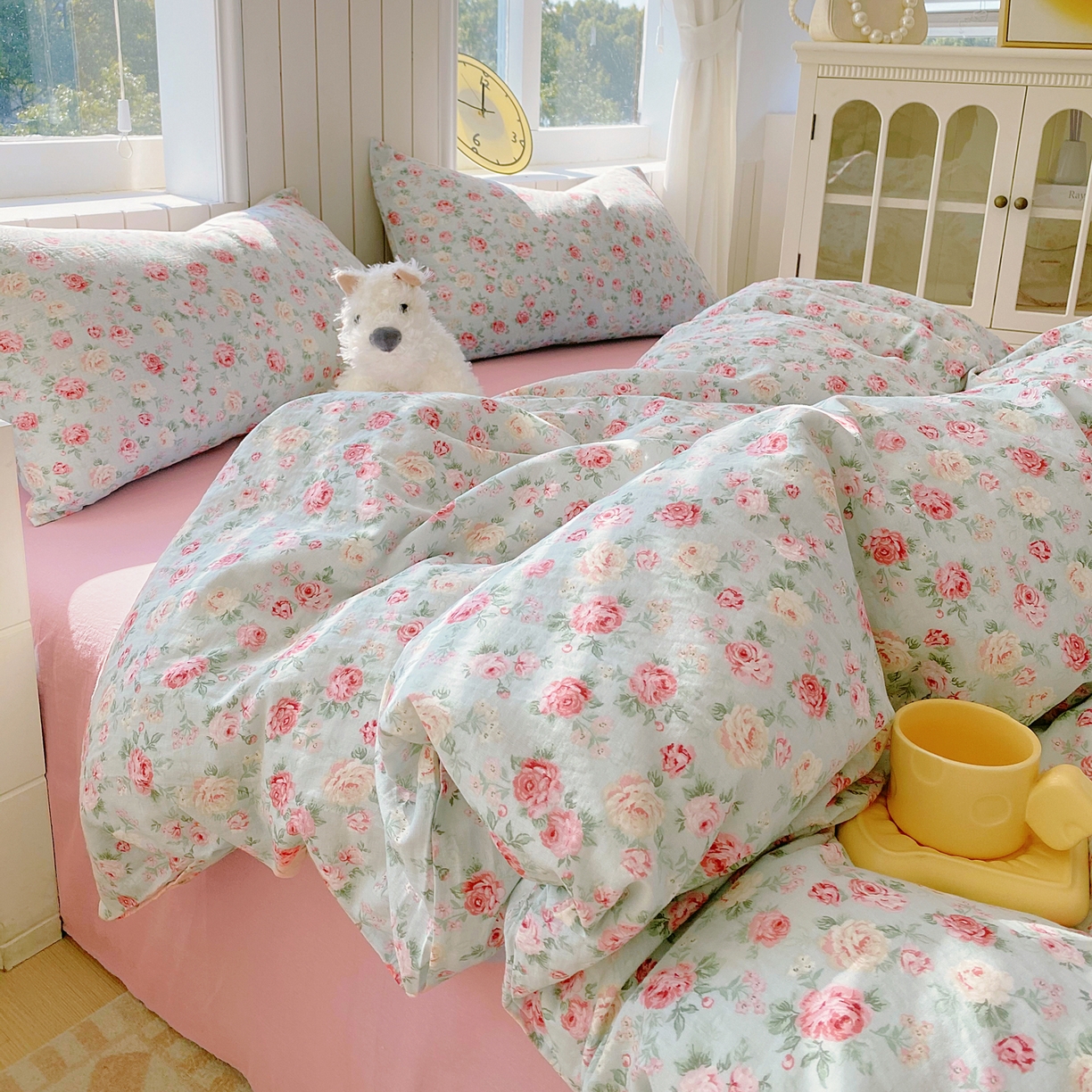 91家纺网 家纺一手货源 找家纺 （总）春皖家纺 2026新款A类全棉有氧双层纱印花四件套单品系列-四件套