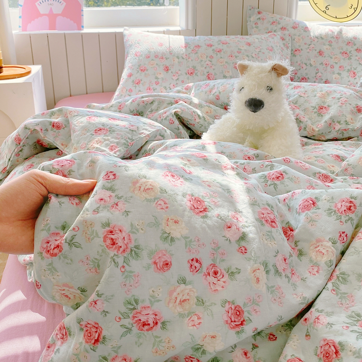 91家纺网 家纺一手货源 找家纺 （总）春皖家纺 2026新款A类全棉有氧双层纱印花四件套单品系列-四件套