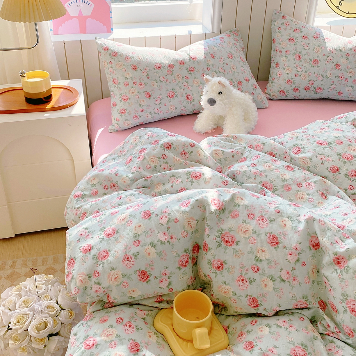 91家纺网 家纺一手货源 找家纺 （总）春皖家纺 2026新款A类全棉有氧双层纱印花四件套单品系列-四件套