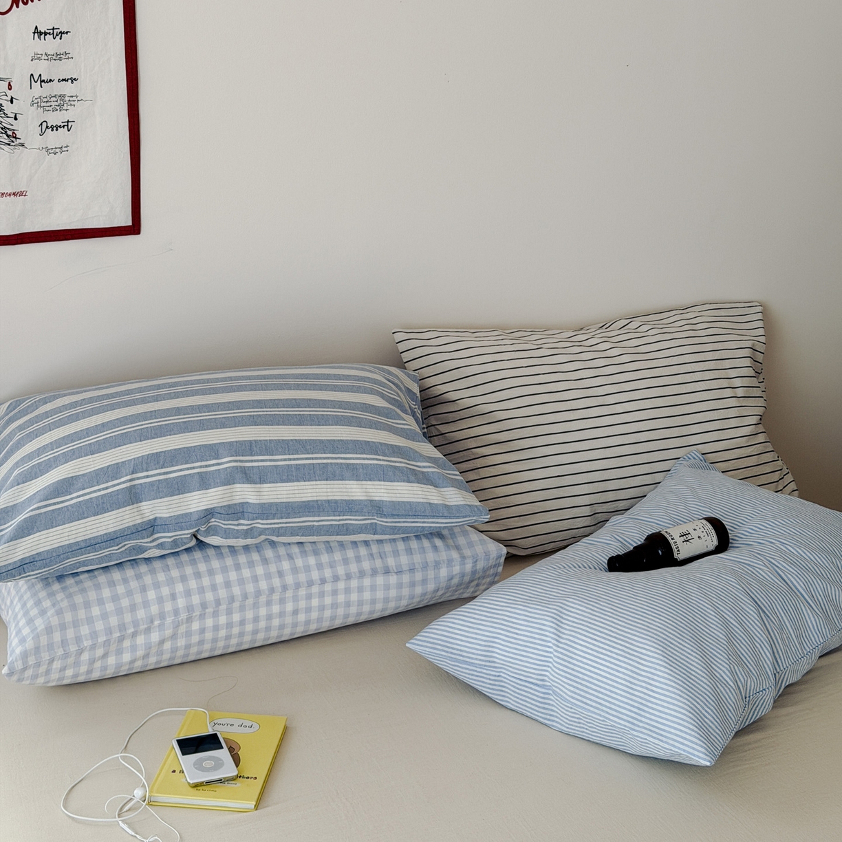 91家纺网 家纺一手货源 找家纺 艾沁家纺 2026新款全棉纯棉色织水洗棉单品枕套 枕套单件5 组合图仅供展示不可下单