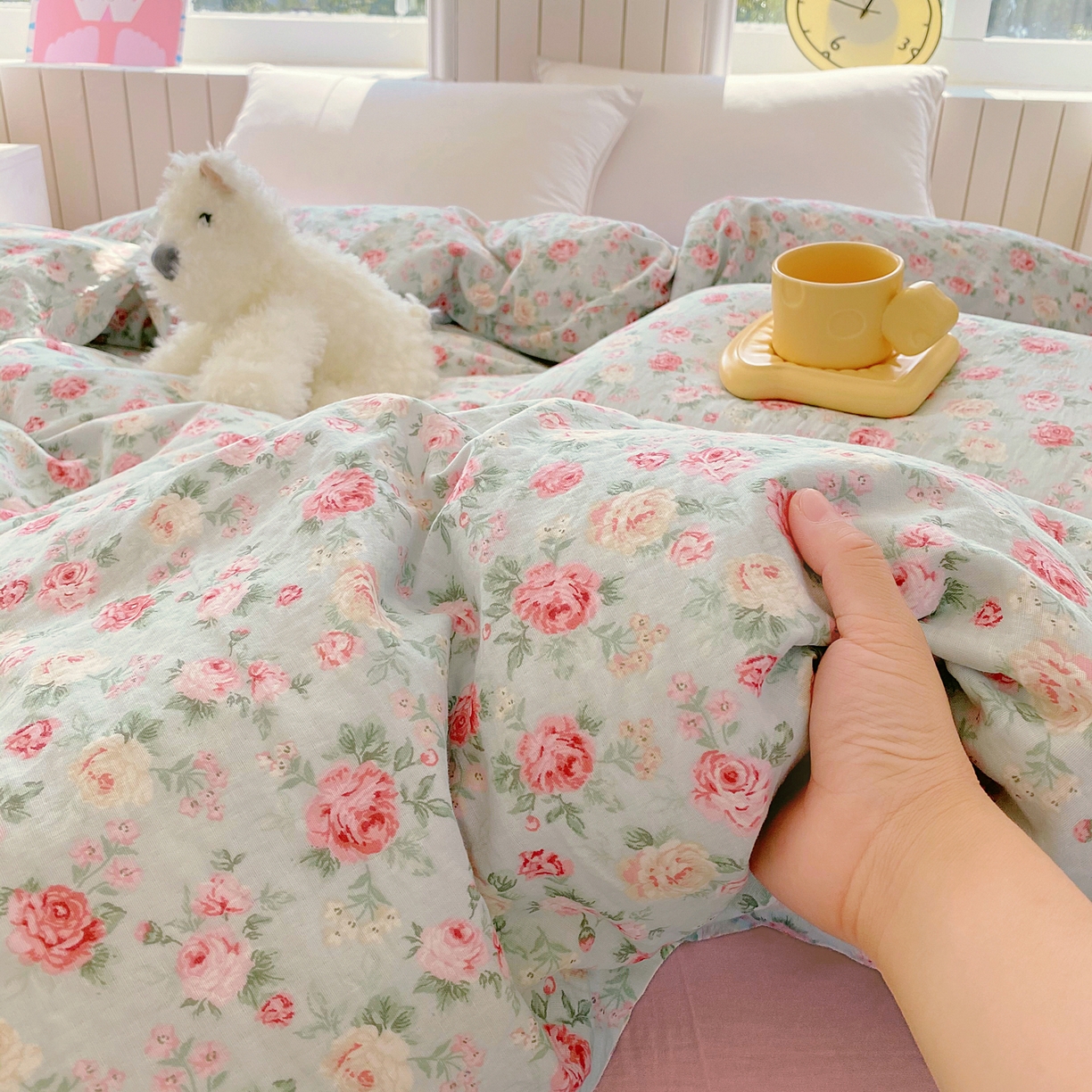 91家纺网 家纺一手货源 找家纺 春皖家纺 2026新款A类全棉有氧双层纱印花四件套单品系列-单被套 桂语兰庭