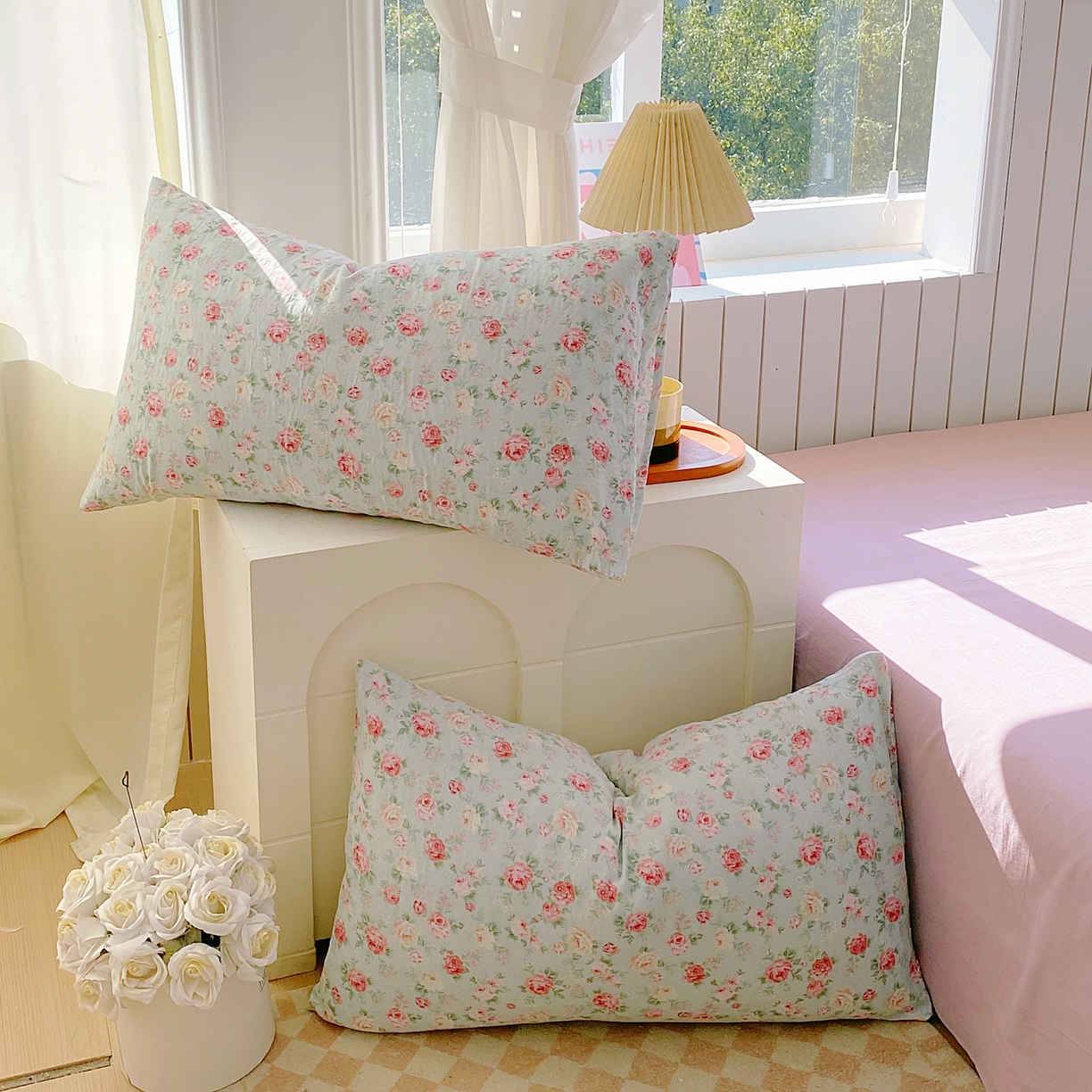 91家纺网 家纺一手货源 找家纺 （总）春皖家纺 2026新款A类全棉有氧双层纱印花四件套单品系列-单枕套