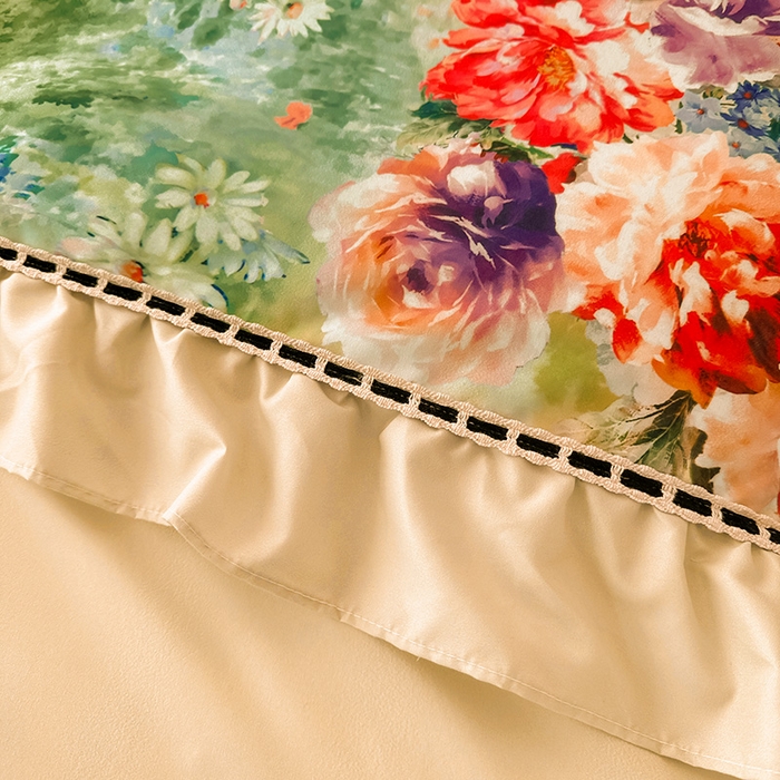 91家纺网 家纺一手货源 找家纺 （总）爱彼家纺 2026春夏新款法式油画格调双拼印花贡棉轻奢高端四件套-油画系列