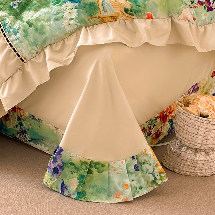 91家纺网 家纺一手货源 找家纺 （总）爱彼家纺 2026春夏新款法式油画格调双拼印花贡棉轻奢高端四件套-油画系列