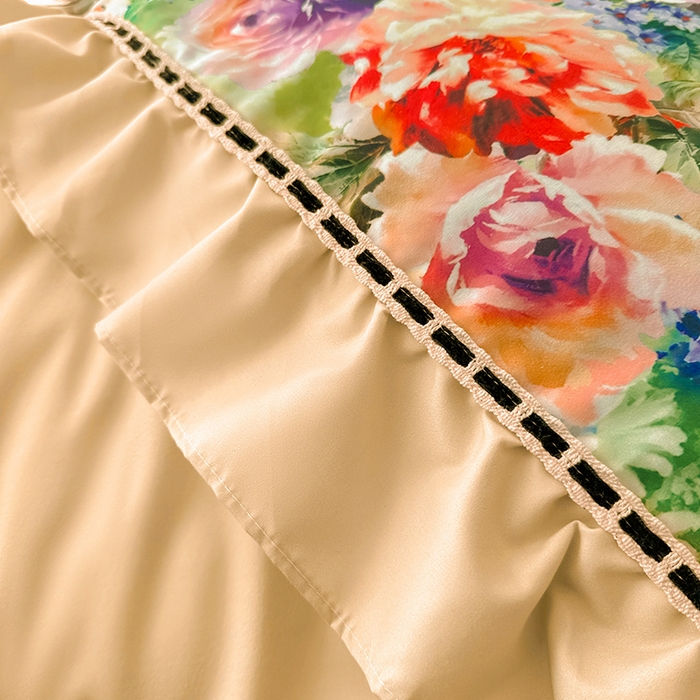 91家纺网 家纺一手货源 找家纺 （总）爱彼家纺 2026春夏新款法式油画格调双拼印花贡棉轻奢高端四件套-油画系列