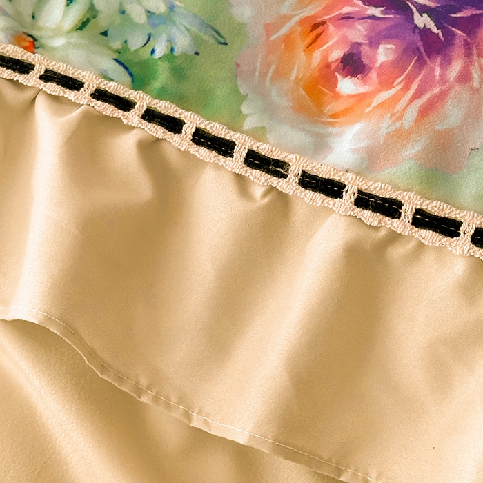 91家纺网 家纺一手货源 找家纺 爱彼家纺 2026春夏新款法式油画格调双拼印花贡棉轻奢高端四件套-油画系列 油画-安娜花园