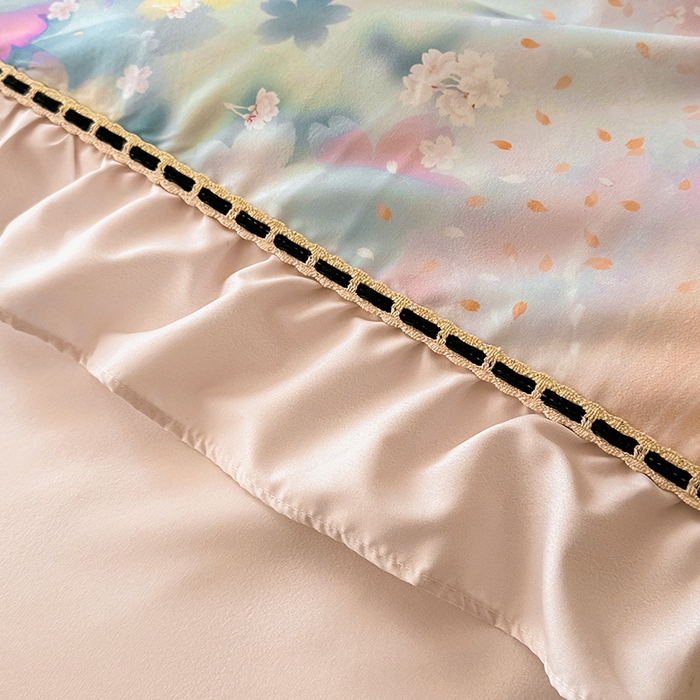 91家纺网 家纺一手货源 找家纺 爱彼家纺 2026春夏新款法式油画格调双拼印花贡棉轻奢高端四件套-油画系列 油画-蝶舞