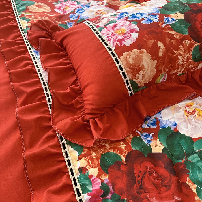 91家纺网 家纺一手货源 找家纺 爱彼家纺 2026春夏新款法式油画格调双拼印花贡棉轻奢高端四件套-油画系列 油画-繁花