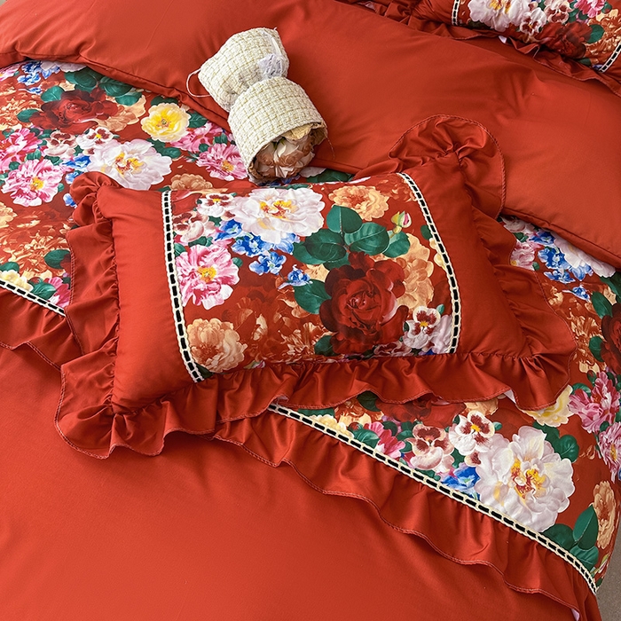 91家纺网 家纺一手货源 找家纺 爱彼家纺 2026春夏新款法式油画格调双拼印花贡棉轻奢高端四件套-油画系列 油画-繁花