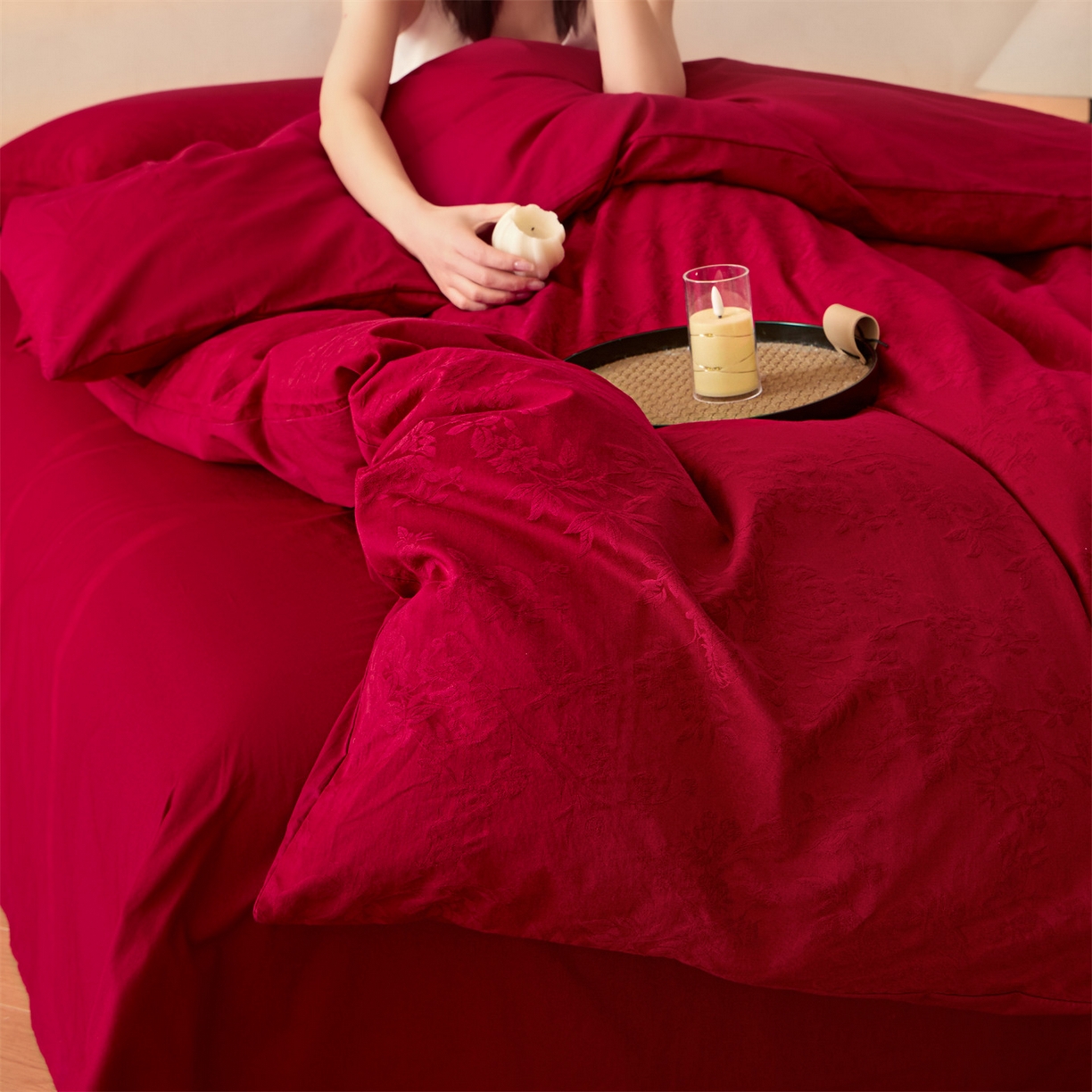 91家纺网 家纺一手货源 找家纺 （总）笙意家纺 2026新款婚庆A版全棉60支亮面提花B版40支13372全棉四件套