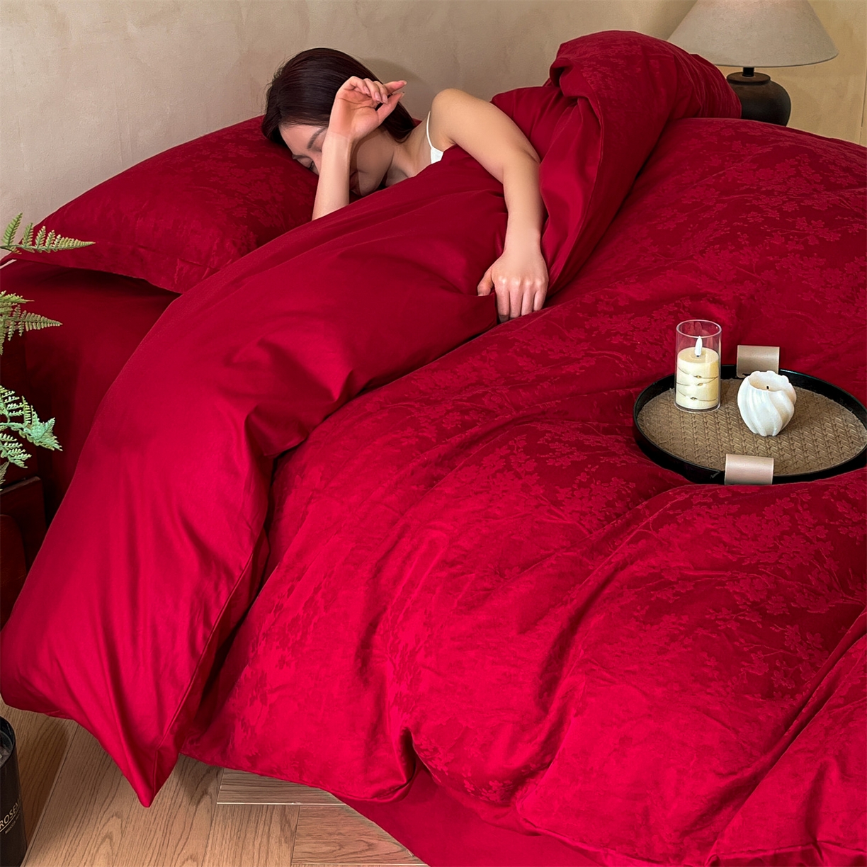 91家纺网 家纺一手货源 找家纺 （总）笙意家纺 2026新款婚庆A版全棉60支亮面提花B版40支13372全棉四件套