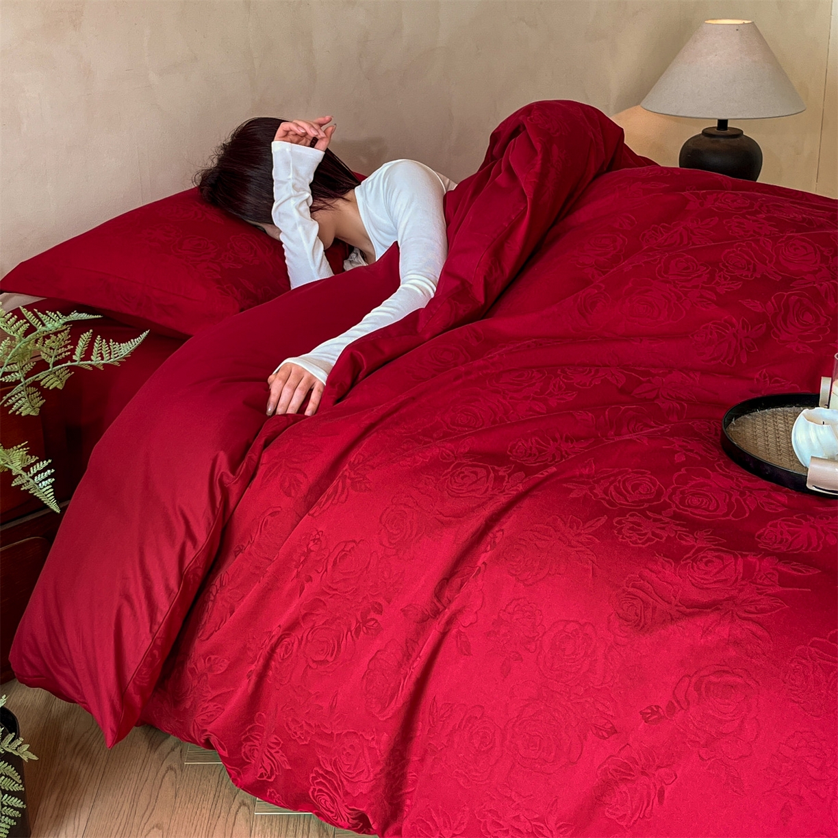 91家纺网 家纺一手货源 找家纺 （总）笙意家纺 2026新款婚庆A版全棉60支亮面提花B版40支13372全棉四件套