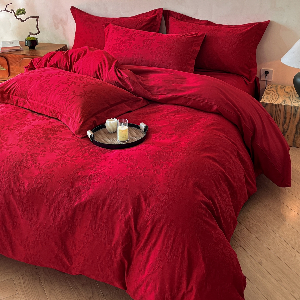 91家纺网 家纺一手货源 找家纺 （总）笙意家纺 2026新款婚庆A版全棉60支亮面提花B版40支13372全棉四件套