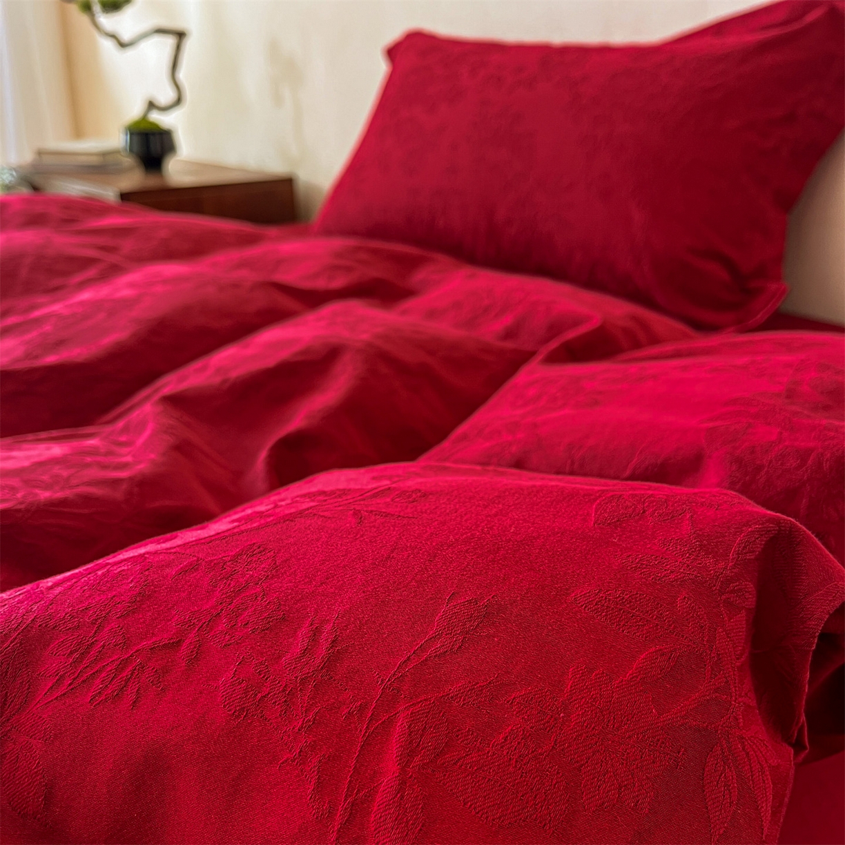 91家纺网 家纺一手货源 找家纺 （总）笙意家纺 2026新款婚庆A版全棉60支亮面提花B版40支13372全棉四件套