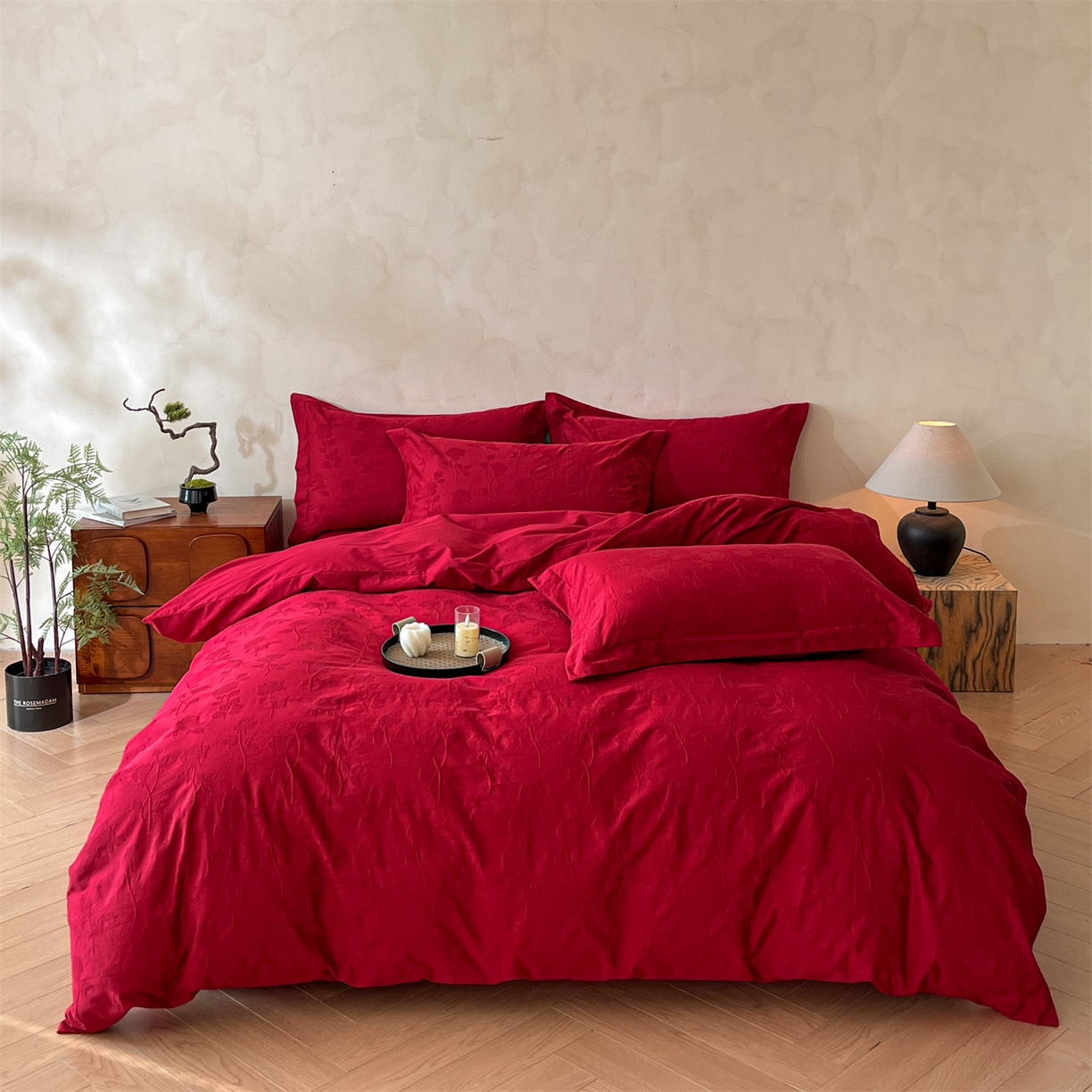 91家纺网 家纺一手货源 找家纺 笙意家纺 2026新款婚庆A版全棉60支亮面提花B版40支13372全棉四件套 岁月留声