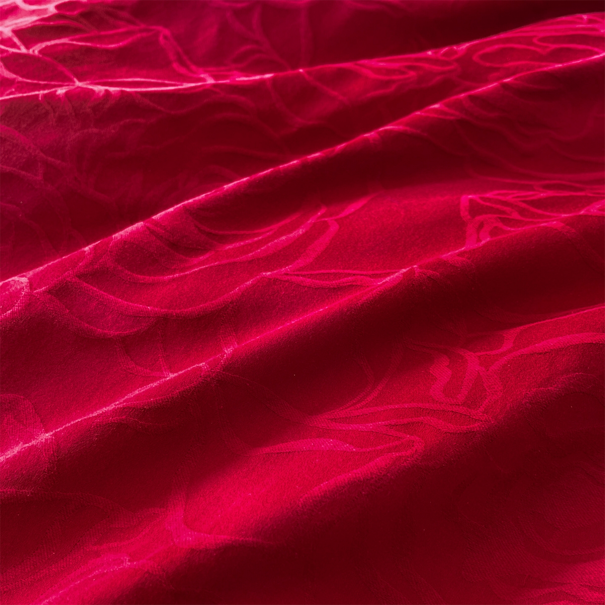 91家纺网 家纺一手货源 找家纺 笙意家纺 2026新款婚庆A版全棉60支亮面提花B版40支13372全棉四件套 枚香大红