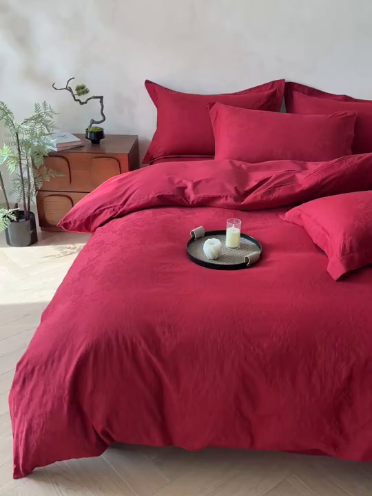 91家纺网 家纺一手货源 找家纺 （总）笙意家纺 2026新款婚庆A版全棉60支亮面提花B版40支13372全棉四件套