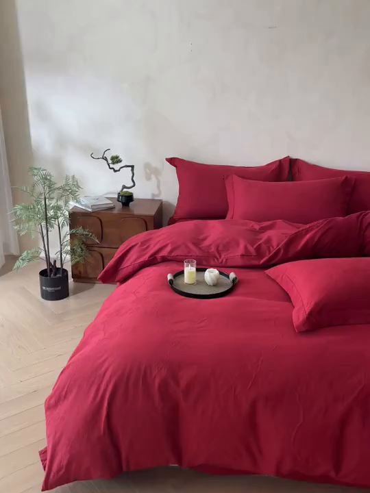 91家纺网 家纺一手货源 找家纺 笙意家纺 2026新款婚庆A版全棉60支亮面提花B版40支13372全棉四件套 花戏蝶