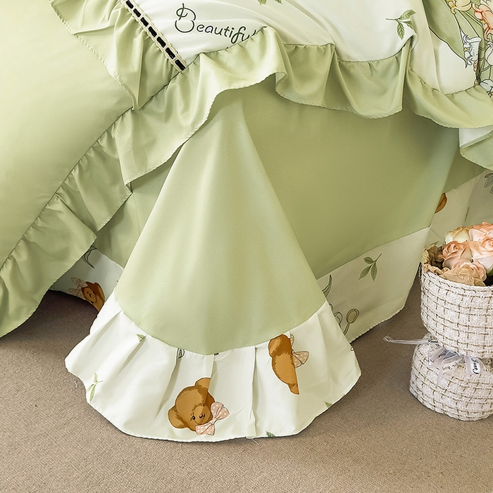 91家纺网 家纺一手货源 找家纺 爱彼家纺 2026春夏新款法式油画格调双拼印花贡棉轻奢高端四件套-油画系列 油画-蓝铃花