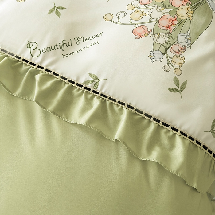 91家纺网 家纺一手货源 找家纺 爱彼家纺 2026春夏新款法式油画格调双拼印花贡棉轻奢高端四件套-油画系列 油画-蓝铃花