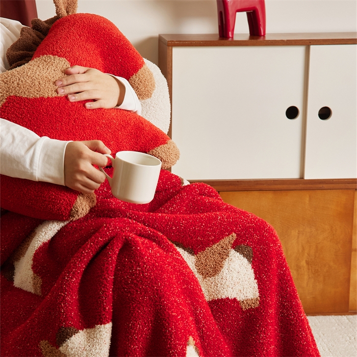 91家纺网 家纺一手货源 找家纺 （总）暖绵绵家纺 2026春夏新款针织毯毯子多功能盖毯+抱枕-马年米洛特