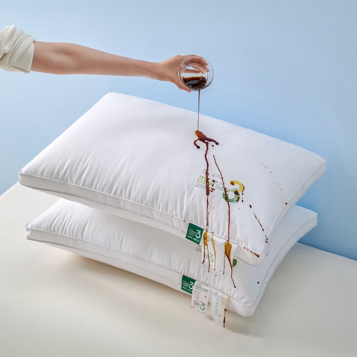 91家纺网 家纺一手货源 找家纺 怡薇格枕芯 2026新款全棉三防枕分区护颈枕头枕芯 全棉三防枕-高枕