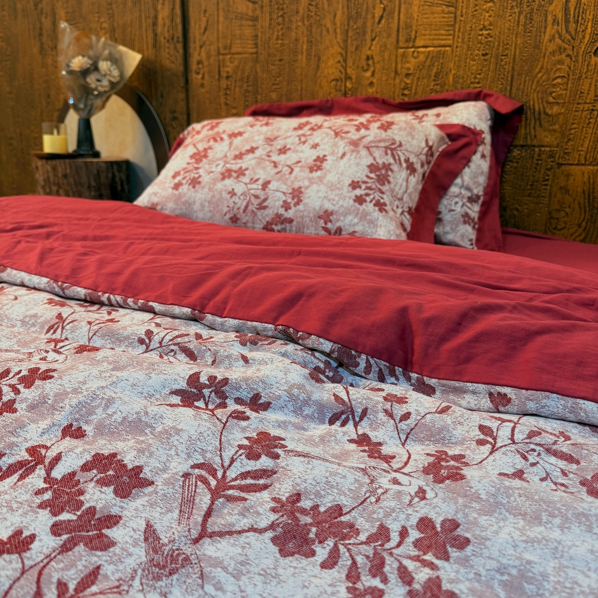 91家纺网 家纺一手货源 找家纺 （总）仰望棉麻双层纱供应链 2026新款全棉纯棉单层色织提花飞边拼角款四件套喜上眉梢