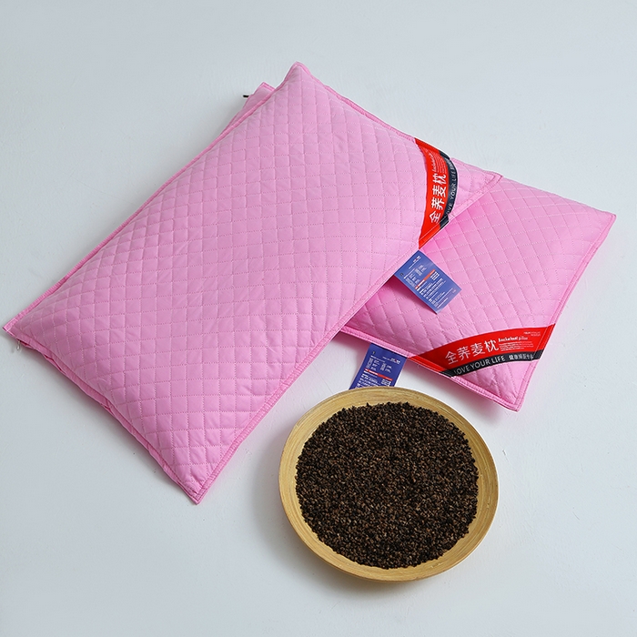 91家纺网 家纺一手货源 找家纺 糖果枕芯 2026新款全棉天然绗绣小方格全荞麦护颈枕保健枕枕头枕芯 荞麦小方格粉色