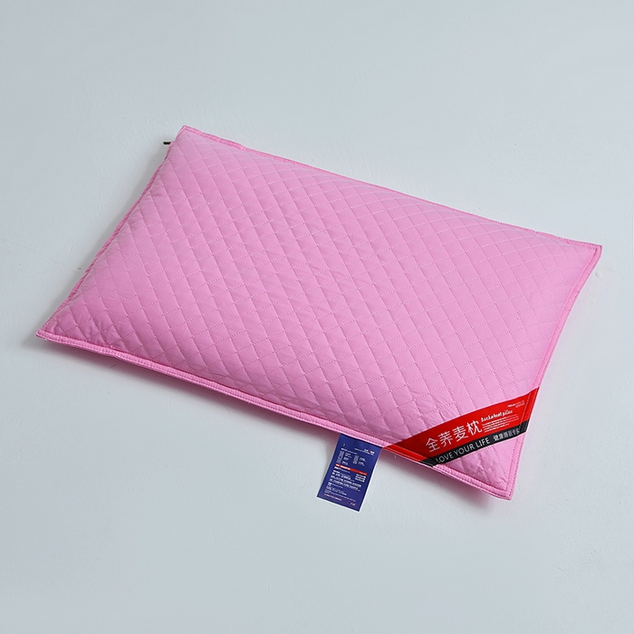 91家纺网 家纺一手货源 找家纺 糖果枕芯 2026新款全棉天然绗绣小方格全荞麦护颈枕保健枕枕头枕芯 荞麦小方格粉色