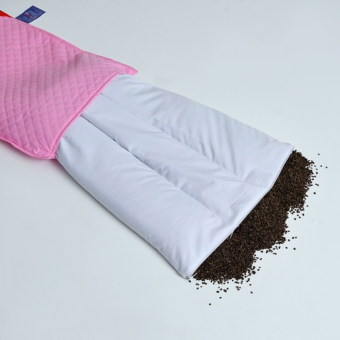 91家纺网 家纺一手货源 找家纺 糖果枕芯 2026新款全棉天然绗绣小方格全荞麦护颈枕保健枕枕头枕芯 荞麦小方格粉色