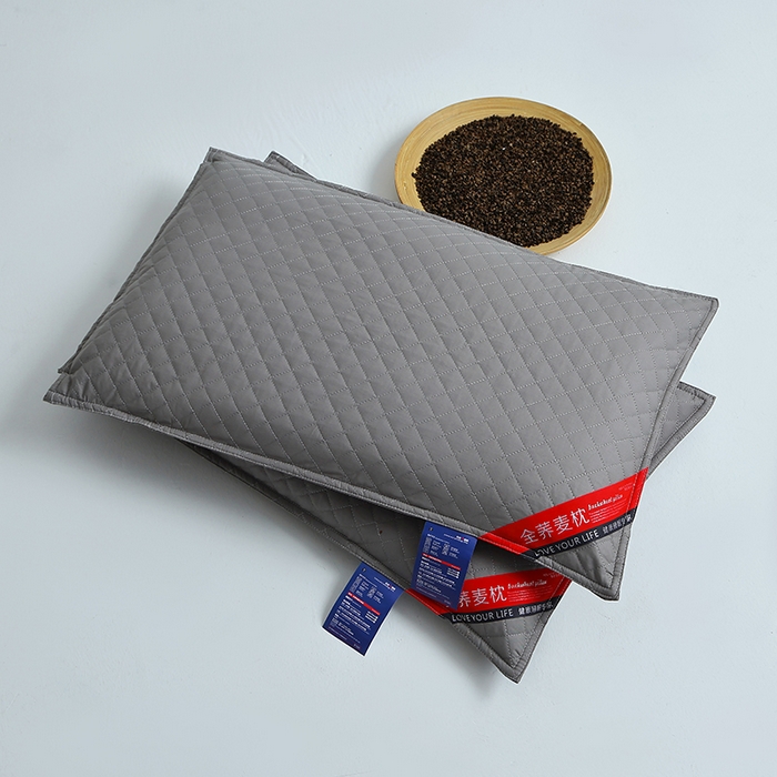 糖果枕芯 2026新款全棉天然绗绣小方格全荞麦护颈枕保健枕枕头枕芯 荞麦小方格灰色