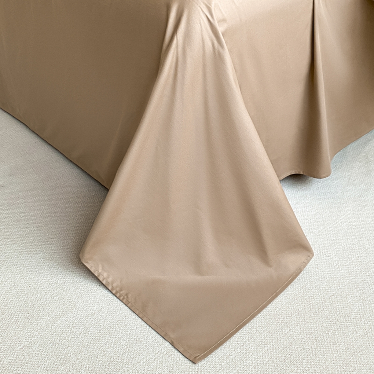 91家纺网 家纺一手货源 找家纺 琪格格纺织 2026新款轻奢长绒棉纯棉高级感提花方格酒店名宿居家四件套 60长绒棉-简格奶白亚麻棕