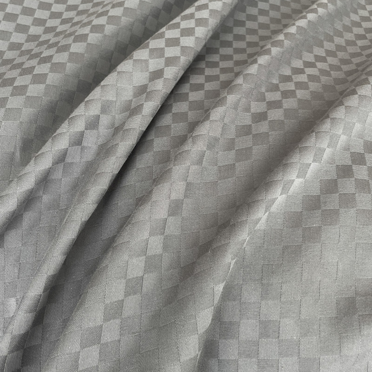 91家纺网 家纺一手货源 找家纺 琪格格纺织 2026新款轻奢长绒棉纯棉高级感提花方格酒店名宿居家四件套 60长绒棉-高级灰