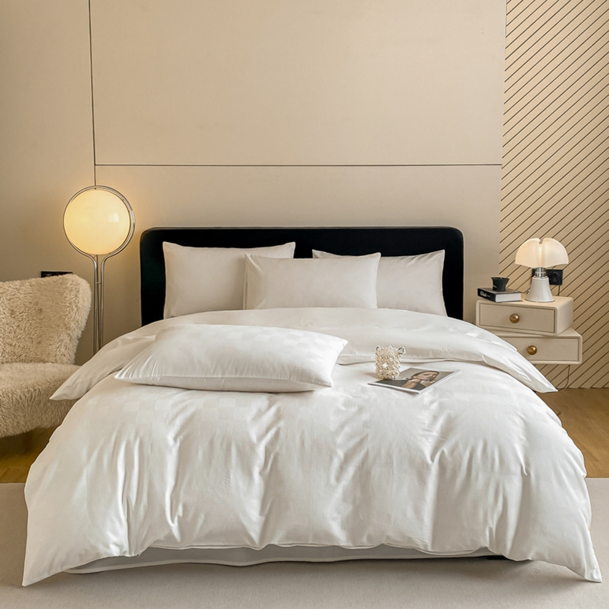 91家纺网 家纺一手货源 找家纺 （总）琪格格纺织 2026新款轻奢长绒棉纯棉高级感提花方格单枕套枕套单件单品枕套