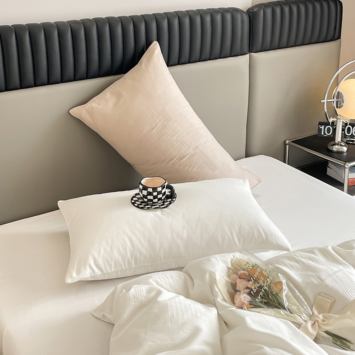 91家纺网 家纺一手货源 找家纺 琪格格纺织 2026新款轻奢长绒棉纯棉高级感提花方格单枕套枕套单件单品枕套 原棉大提花-本白