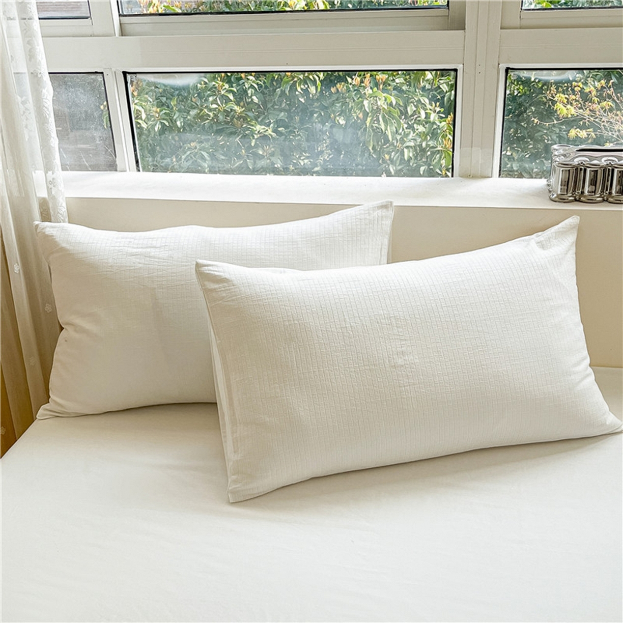 91家纺网 家纺一手货源 找家纺 （总）琪格格纺织 2026新款轻奢长绒棉纯棉高级感提花方格单枕套枕套单件单品枕套