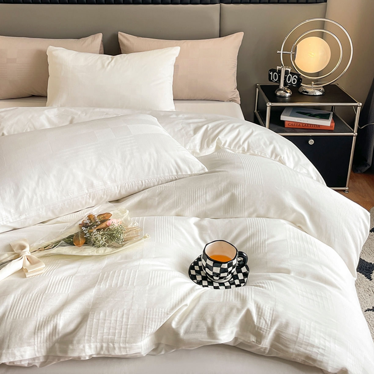 91家纺网 家纺一手货源 找家纺 琪格格纺织 2026新款轻奢长绒棉纯棉高级感提花方格单枕套枕套单件单品枕套 原棉大提花-本白