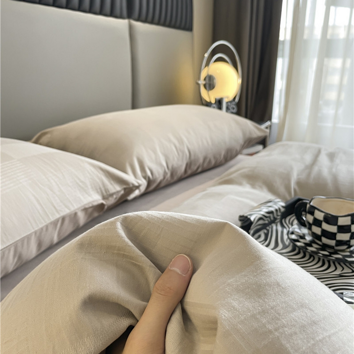 91家纺网 家纺一手货源 找家纺 琪格格纺织 2026新款轻奢长绒棉纯棉高级感提花方格单枕套枕套单件单品枕套 原棉大提花-卡其棕