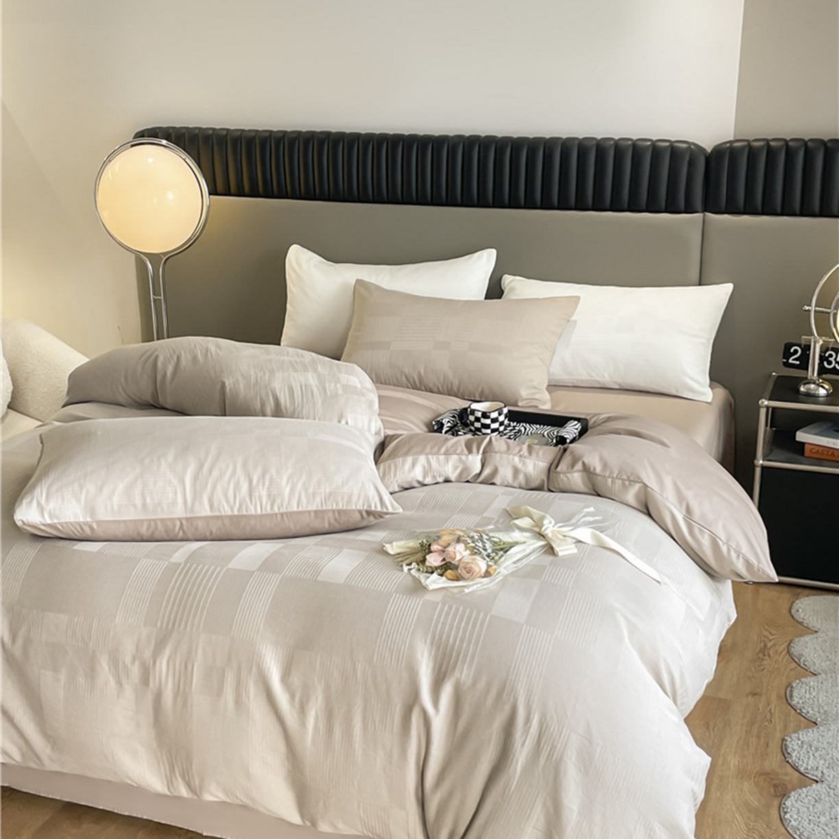 91家纺网 家纺一手货源 找家纺 琪格格纺织 2026新款轻奢长绒棉纯棉高级感提花方格单枕套枕套单件单品枕套 原棉大提花-卡其棕