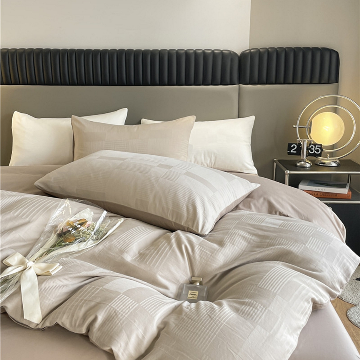 91家纺网 家纺一手货源 找家纺 琪格格纺织 2026新款轻奢长绒棉纯棉高级感提花方格单枕套枕套单件单品枕套 原棉大提花-卡其棕