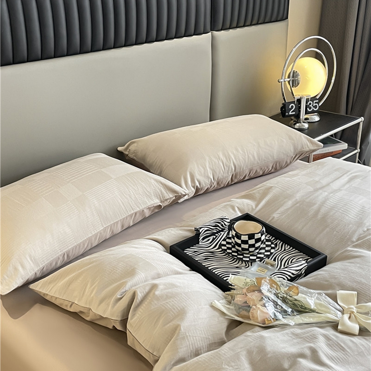 91家纺网 家纺一手货源 找家纺 琪格格纺织 2026新款轻奢长绒棉纯棉高级感提花方格单枕套枕套单件单品枕套 原棉大提花-卡其棕