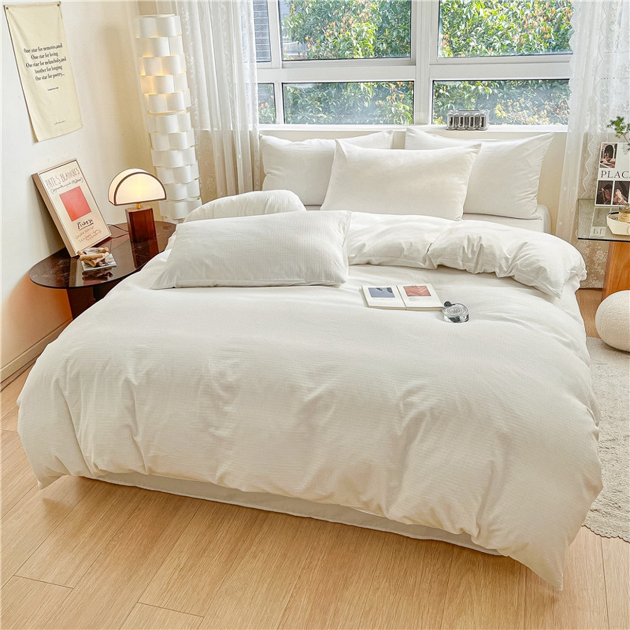 91家纺网 家纺一手货源 找家纺 琪格格纺织 2026新款轻奢长绒棉纯棉高级感提花方格单枕套枕套单件单品枕套 原棉小提花-本白-场景一