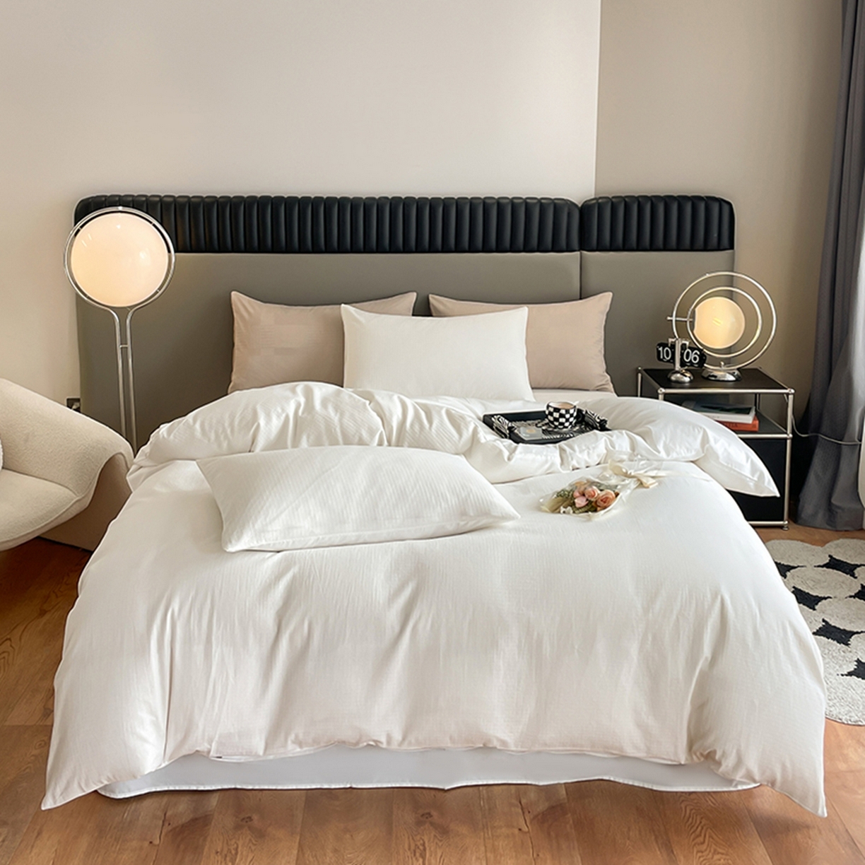 91家纺网 家纺一手货源 找家纺 琪格格纺织 2026新款轻奢长绒棉纯棉高级感提花方格单枕套枕套单件单品枕套 原棉小提花-本白-场景二