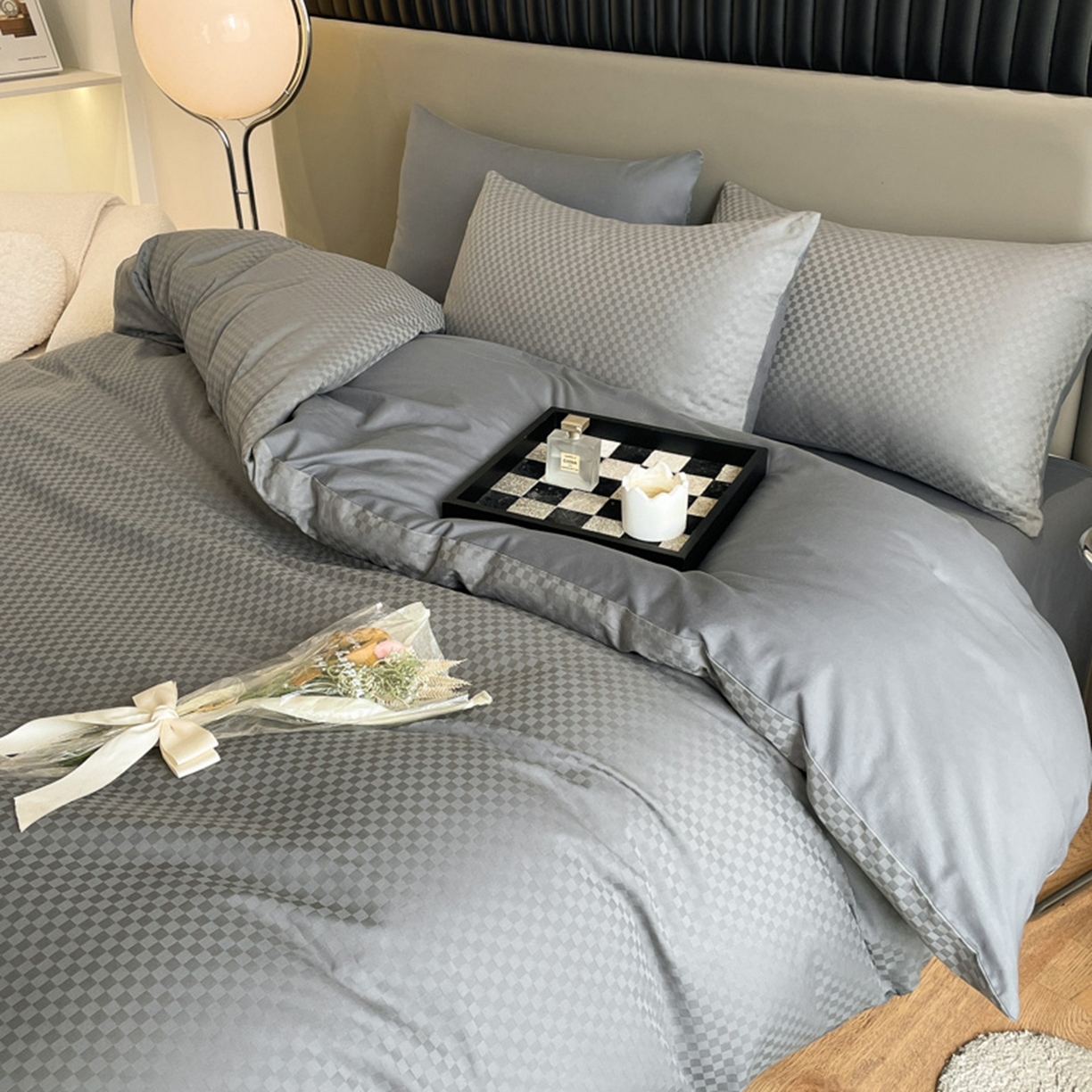 91家纺网 家纺一手货源 找家纺 （总）琪格格纺织 2026新款轻奢长绒棉纯棉高级感提花方格单被套被套单件单品被套