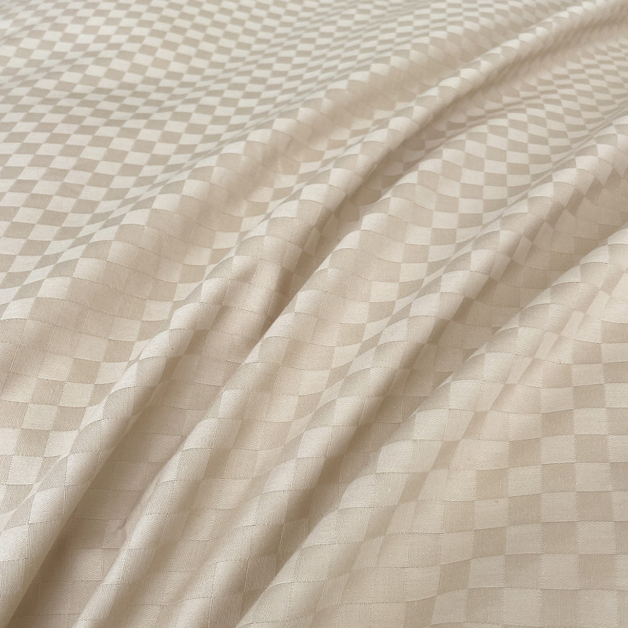 91家纺网 家纺一手货源 找家纺 琪格格纺织 2026新款轻奢长绒棉纯棉高级感提花方格单被套被套单件单品被套 杏仁+摩卡棕