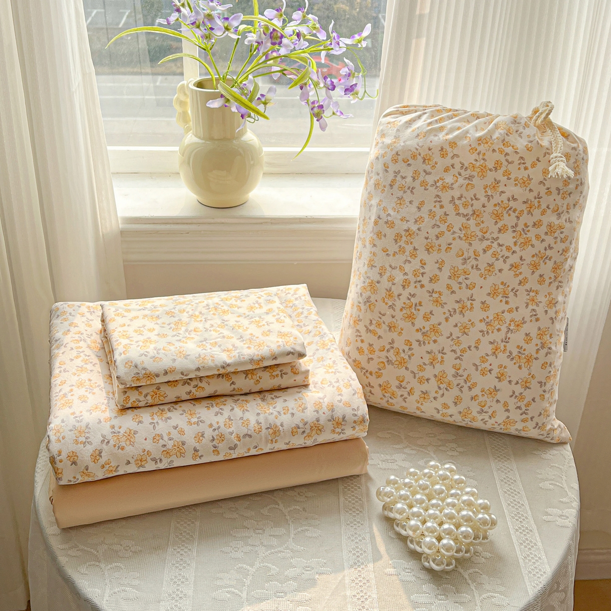 91家纺网 家纺一手货源 找家纺 （总）梦莱斯 2026新款A类古法水洗仿棉云感纱四件套