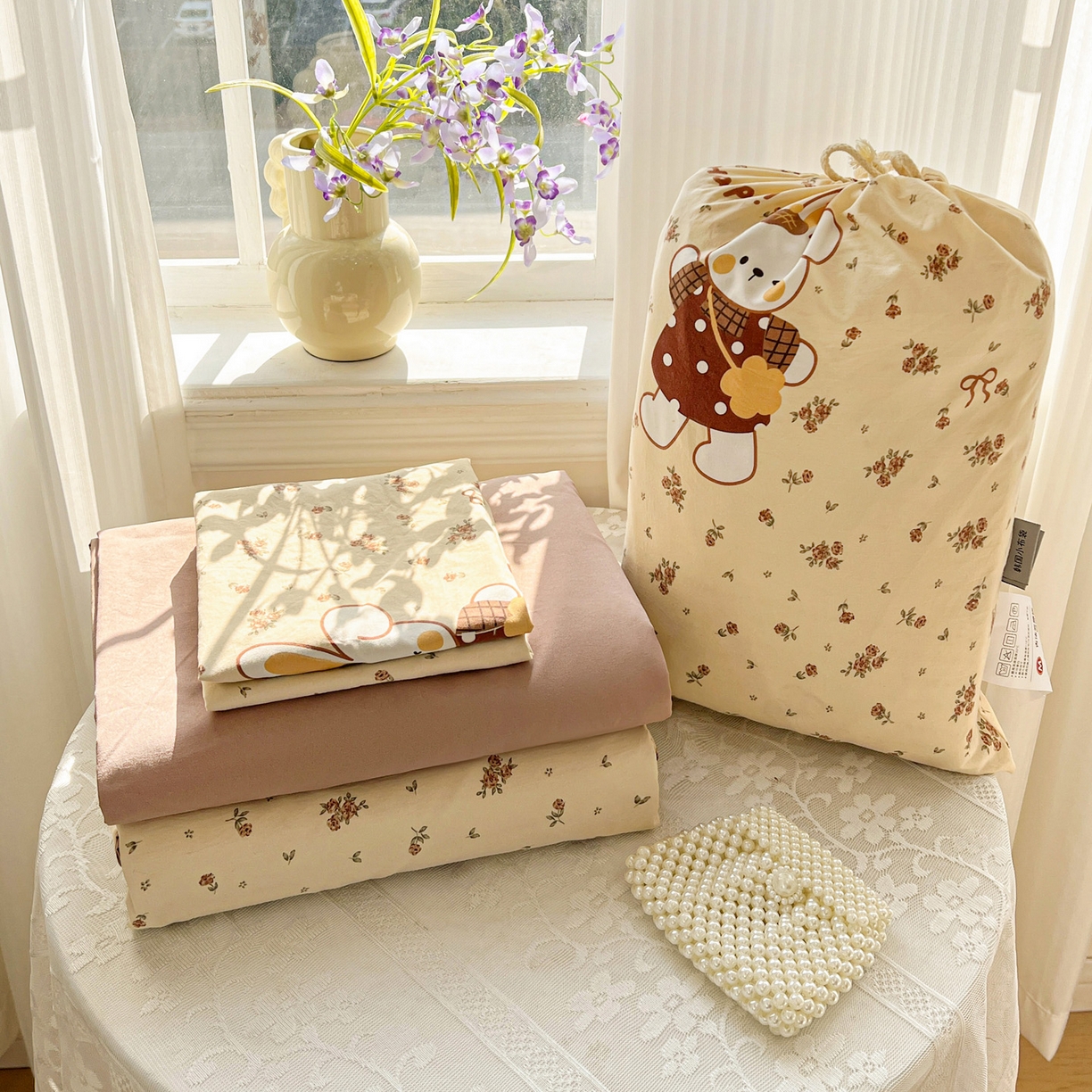 91家纺网 家纺一手货源 找家纺 （总）梦莱斯 2026新款A类古法水洗仿棉云感纱四件套