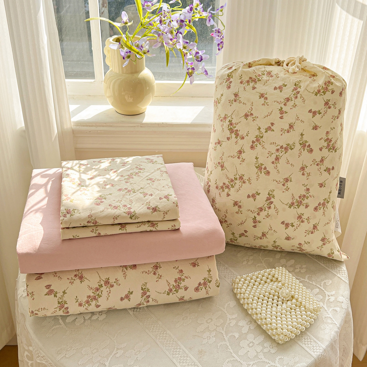 91家纺网 家纺一手货源 找家纺 （总）梦莱斯 2026新款A类古法水洗仿棉云感纱四件套