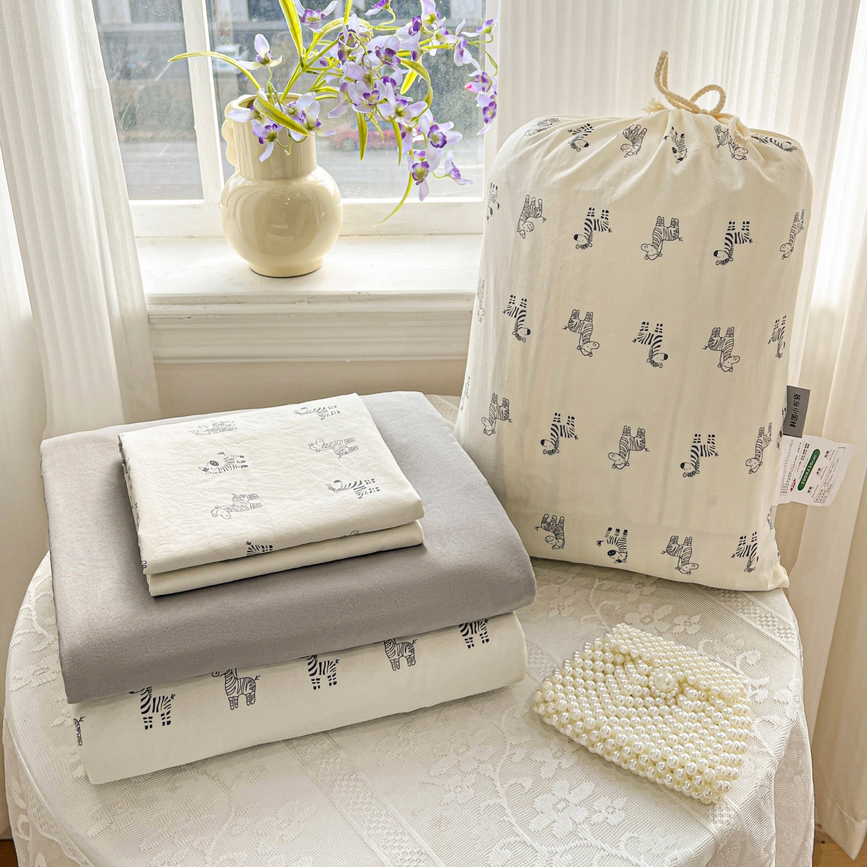 91家纺网 家纺一手货源 找家纺 （总）梦莱斯 2026新款A类古法水洗仿棉云感纱四件套