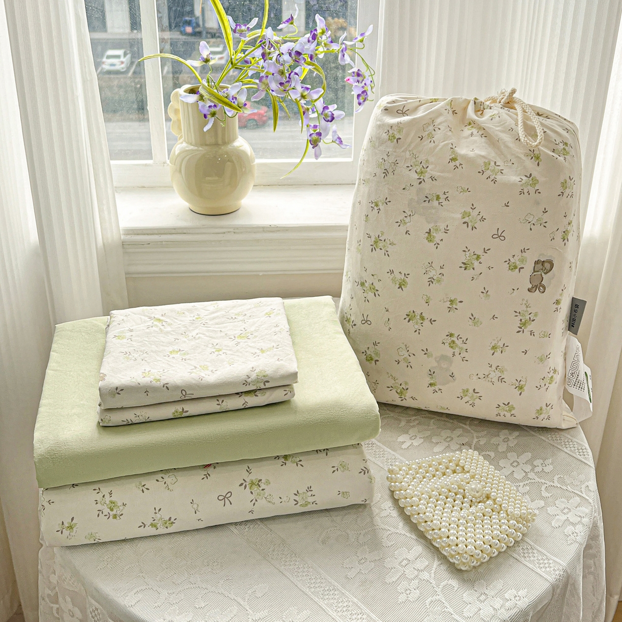 91家纺网 家纺一手货源 找家纺 （总）梦莱斯 2026新款A类古法水洗仿棉云感纱四件套